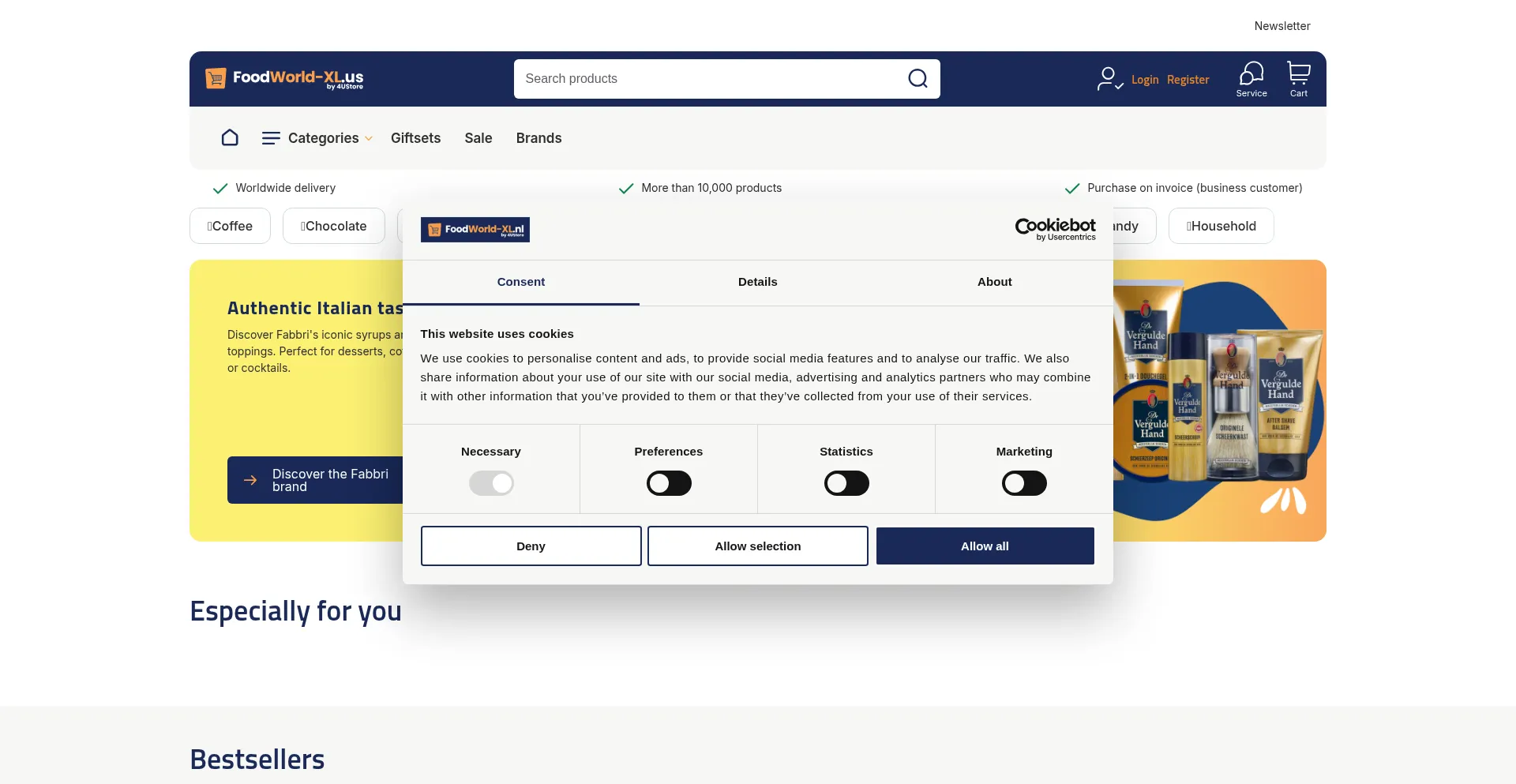 Website screenshot of Foodworld-xl.us