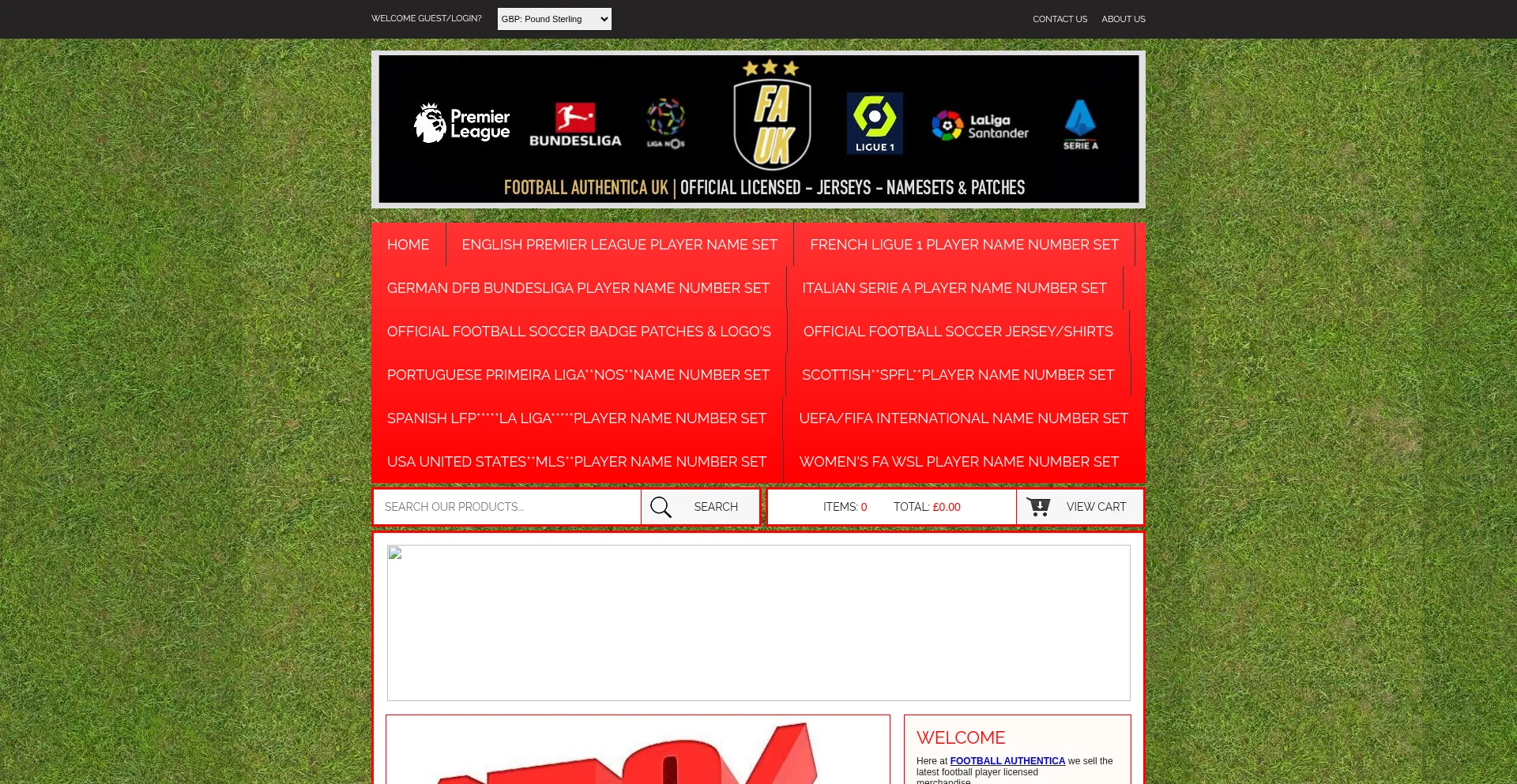 Website screenshot of Football-authentica.co.uk