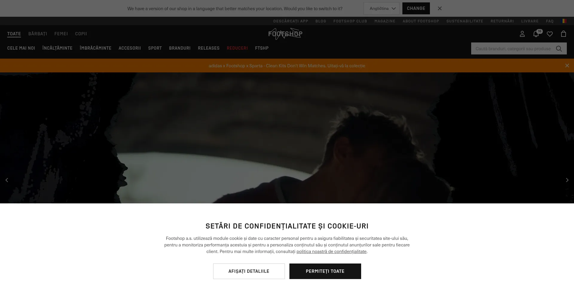 Website screenshot of Footshop.ro