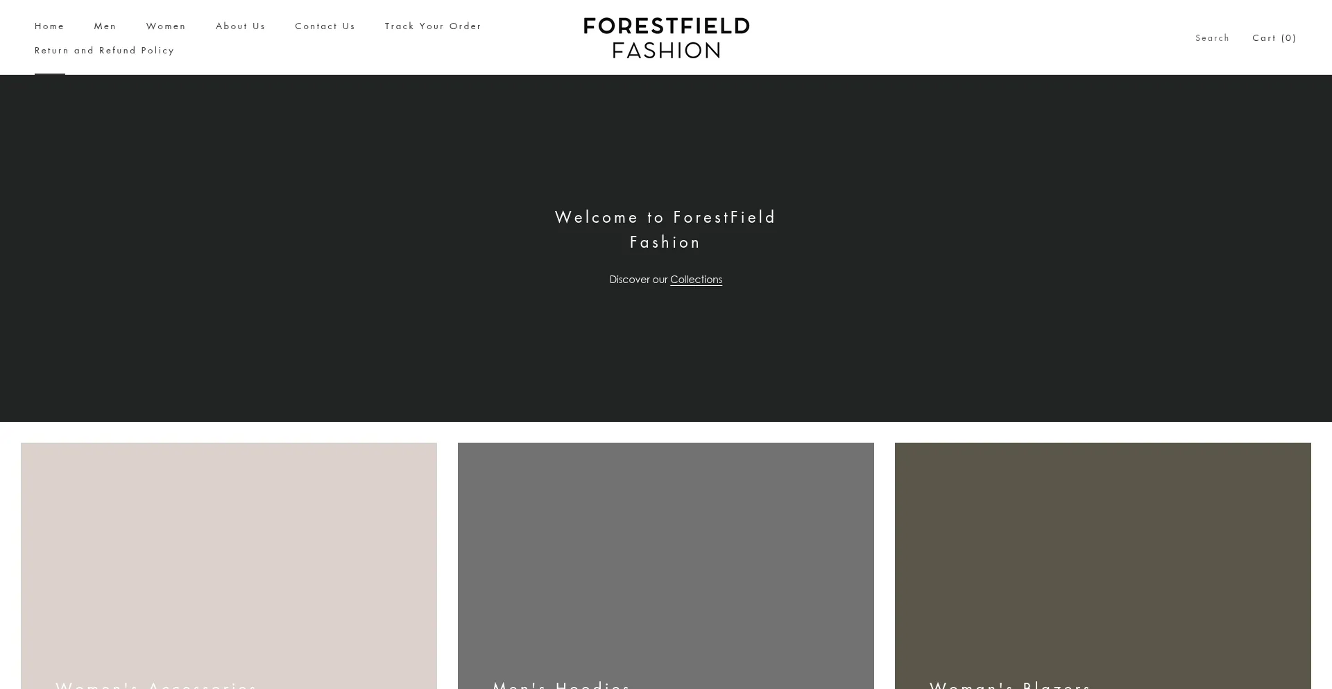 Website screenshot of Forestfieldfashion.com