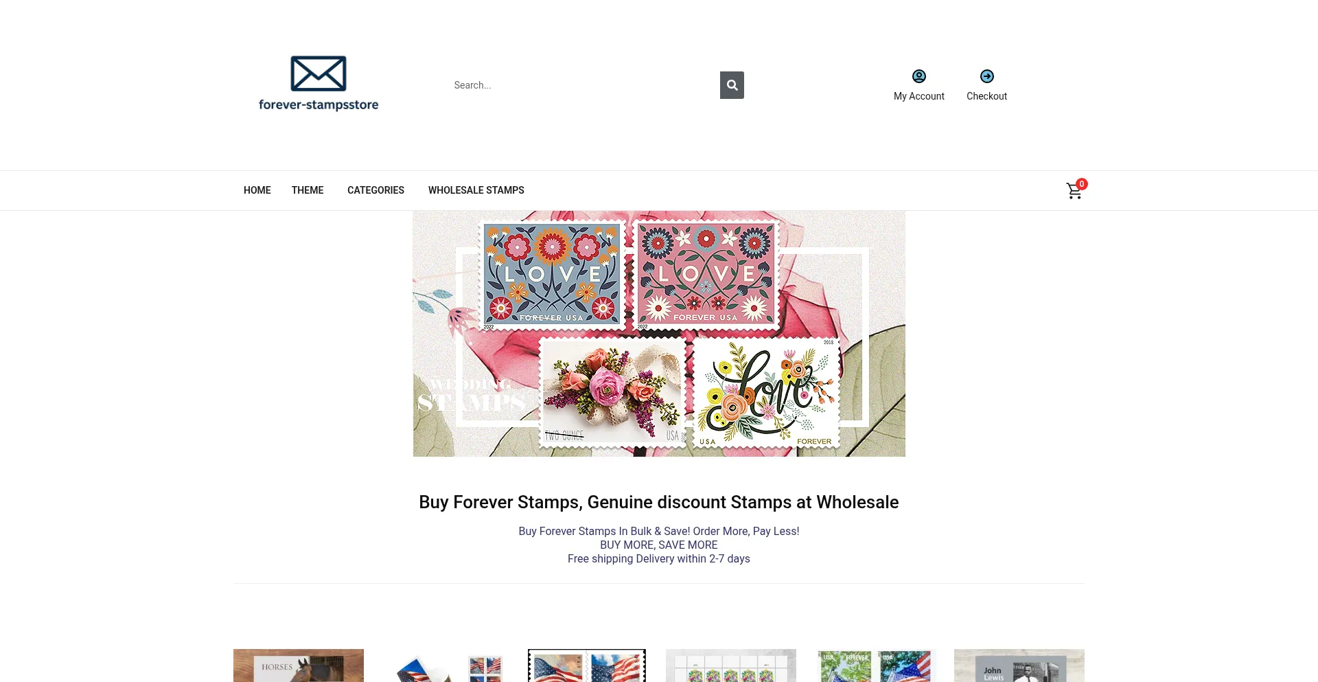 Website screenshot of Forever-stampsstore.com
