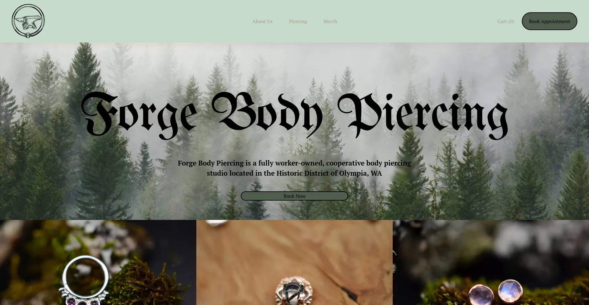 Website screenshot of Forgebodypiercing.com