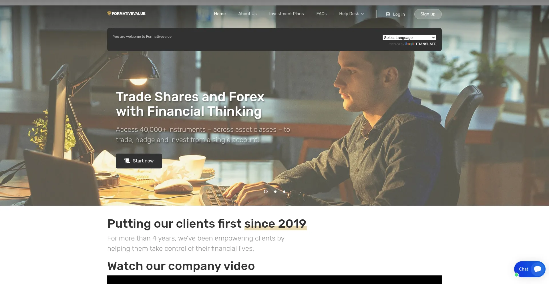 Website screenshot of Formativevalue.com