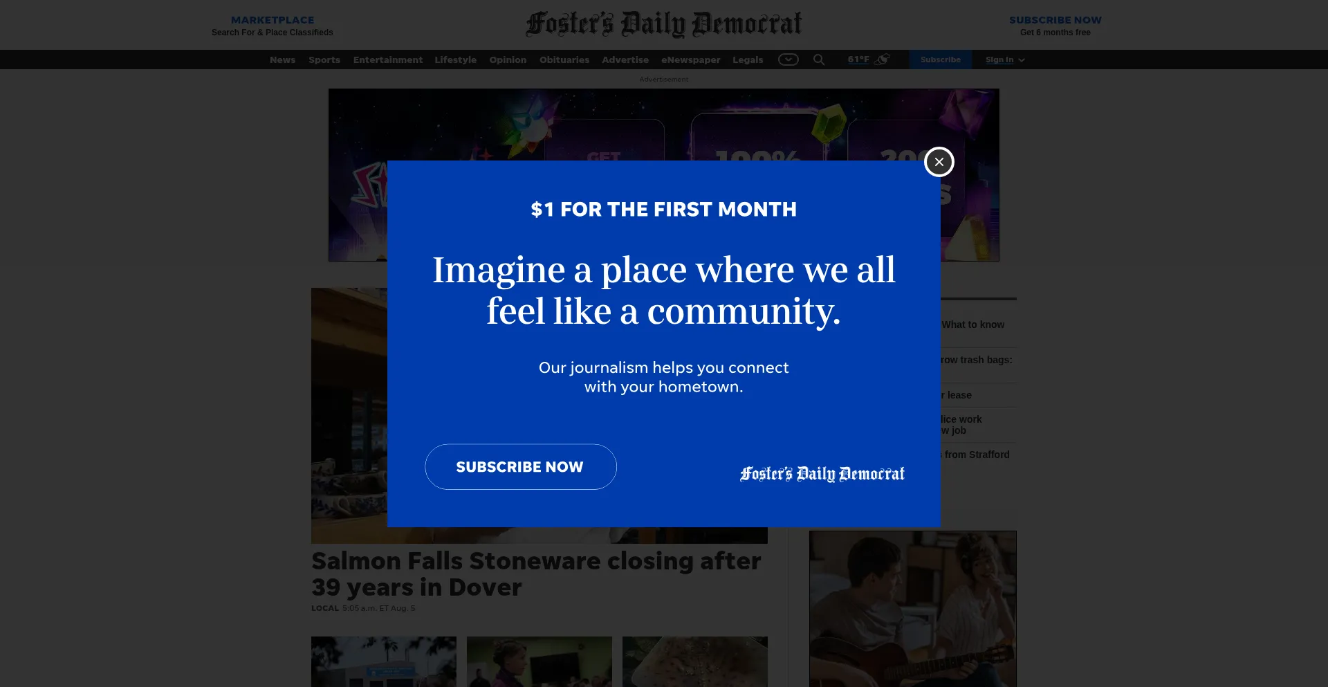 Website screenshot of Fosters.com