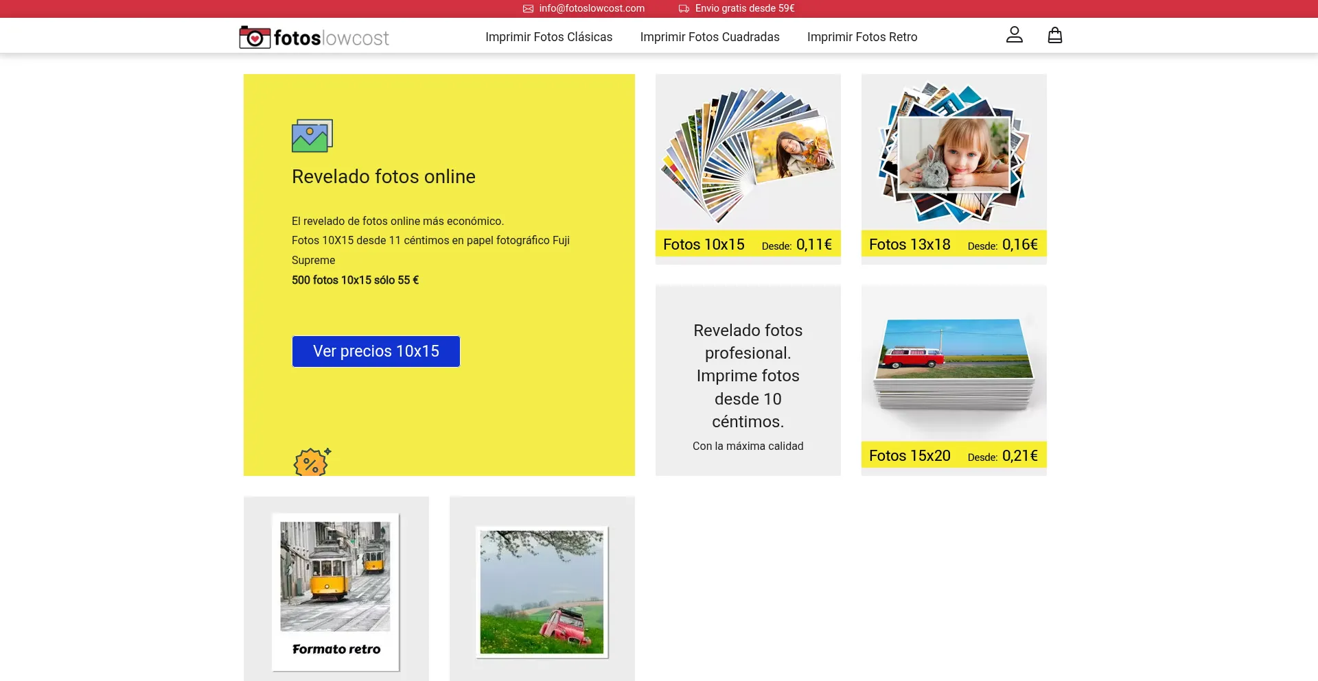 Website screenshot of Fotoslowcost.com