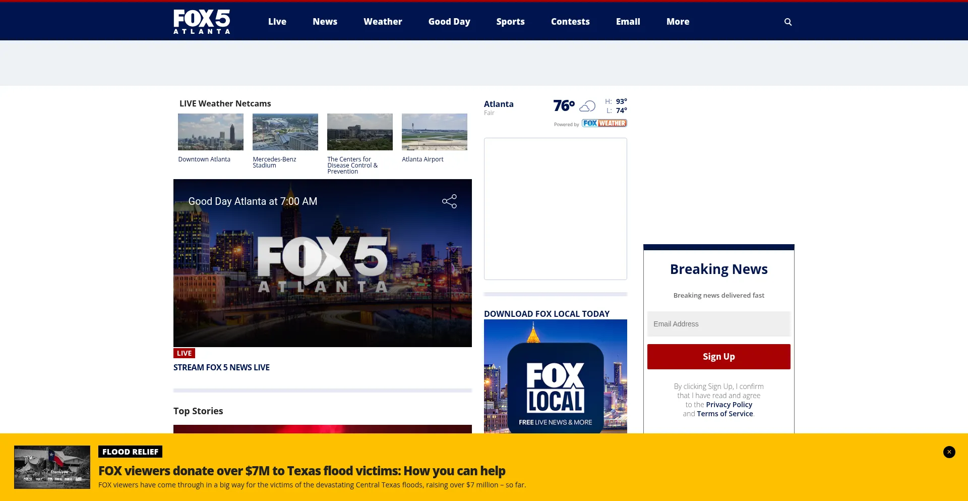Website screenshot of Fox5atlanta.com
