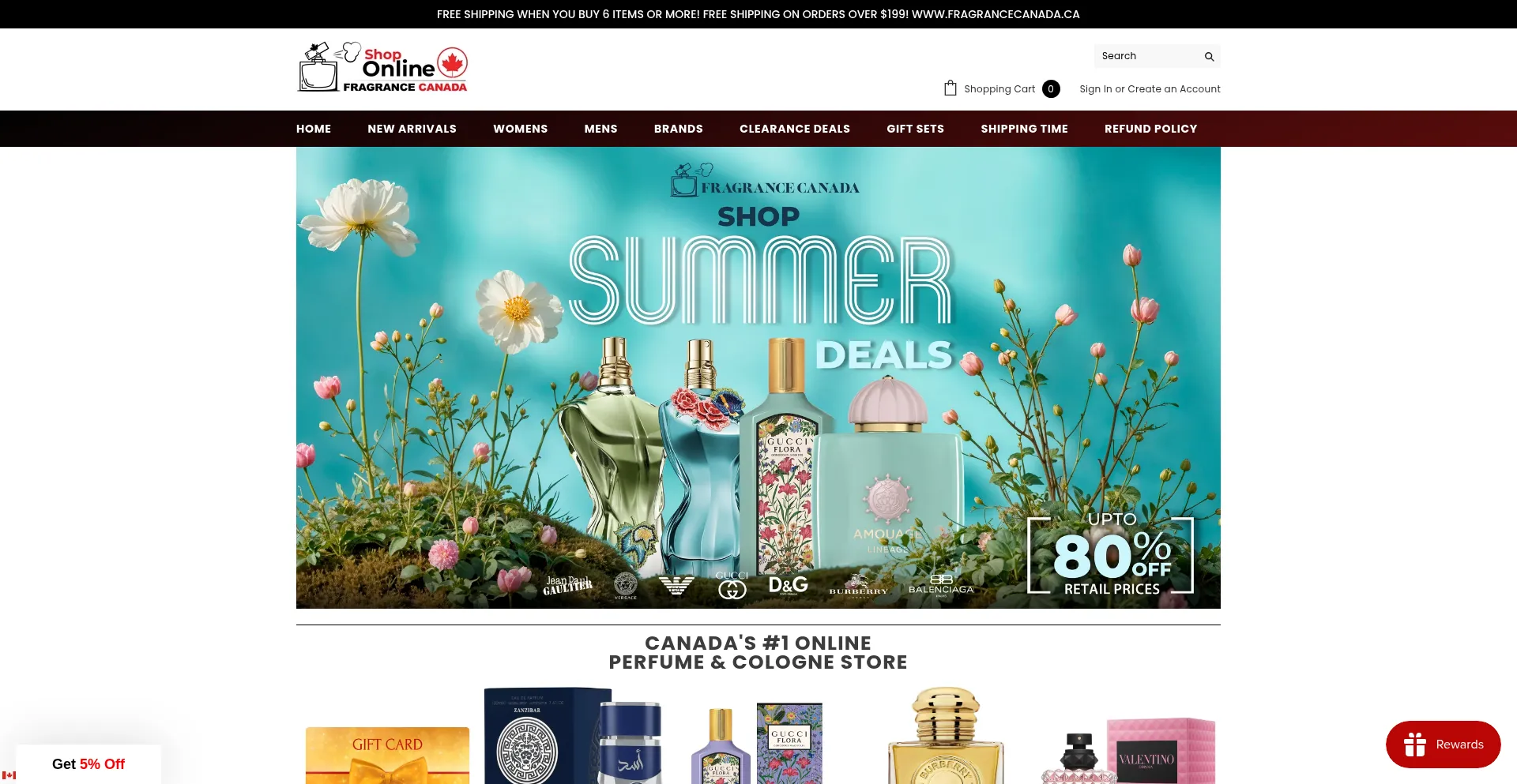 Website screenshot of Fragrancecanada.ca