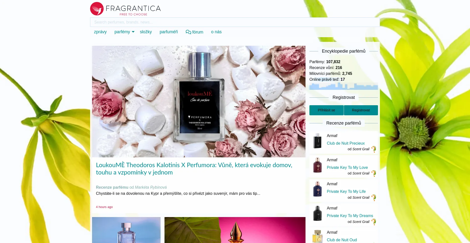 Website screenshot of Fragrantica.cz