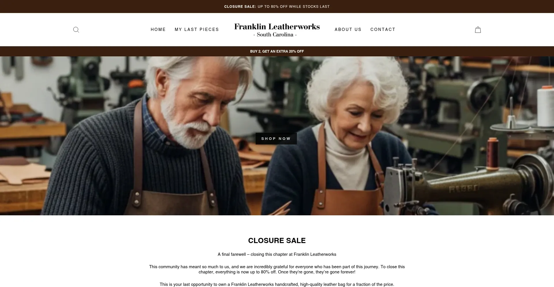 Website screenshot of Franklin-leatherworks.com