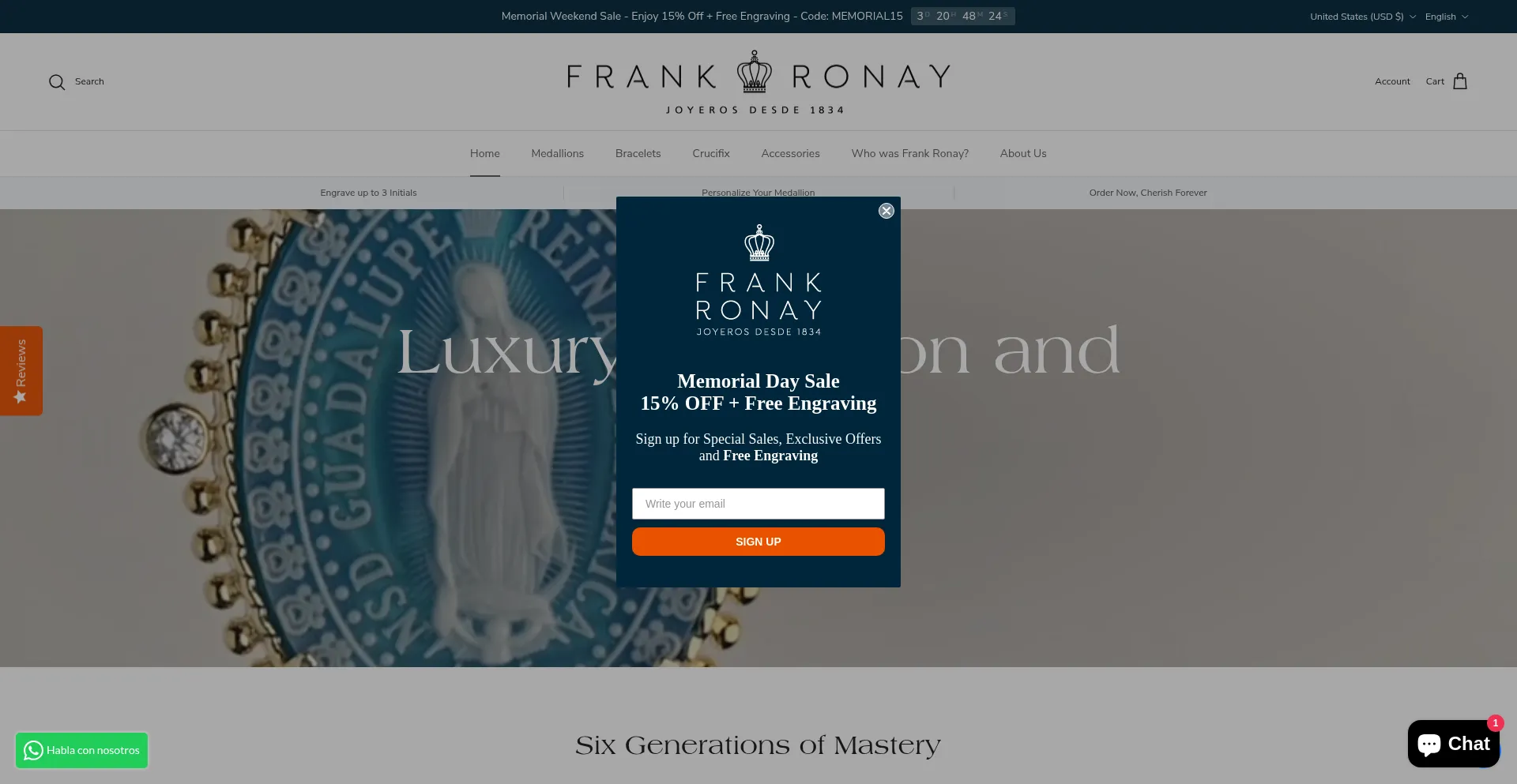 Website screenshot of Frankronay.com