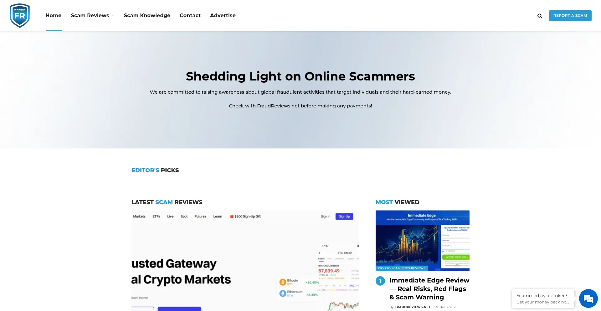 Website screenshot of Fraudreviews.net