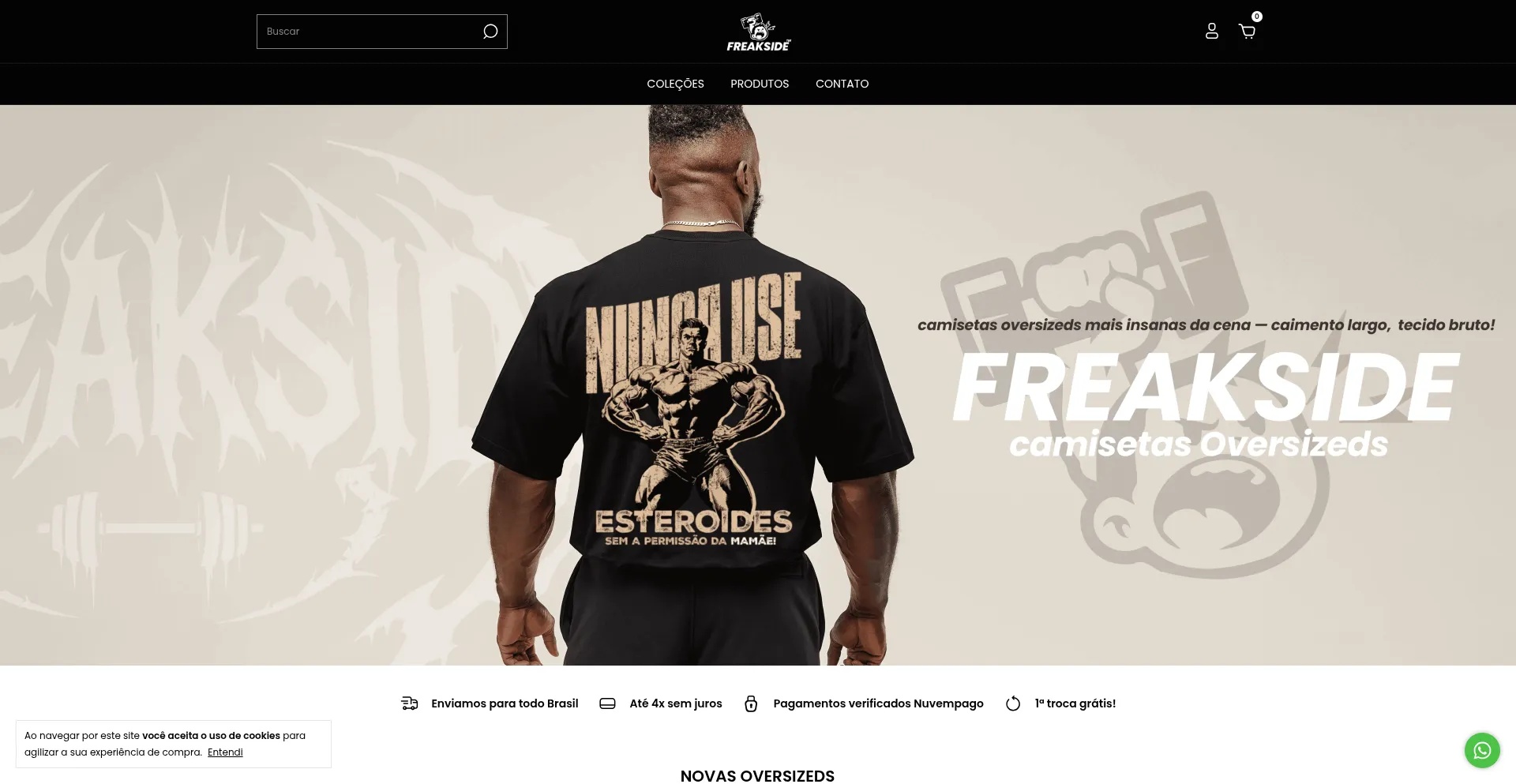 Website screenshot of Freakside.com.br
