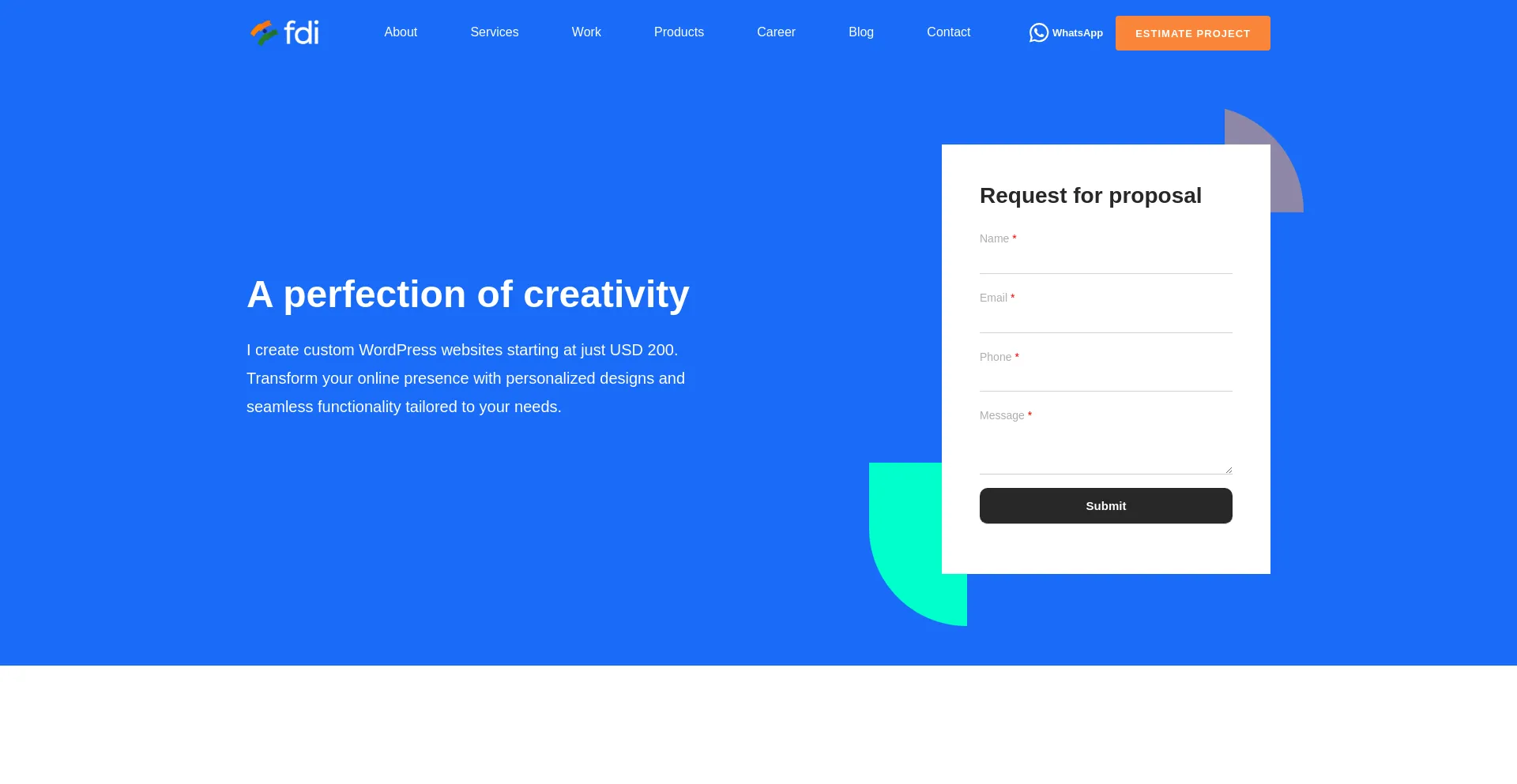 Website screenshot of Freelancedeveloperindia.com