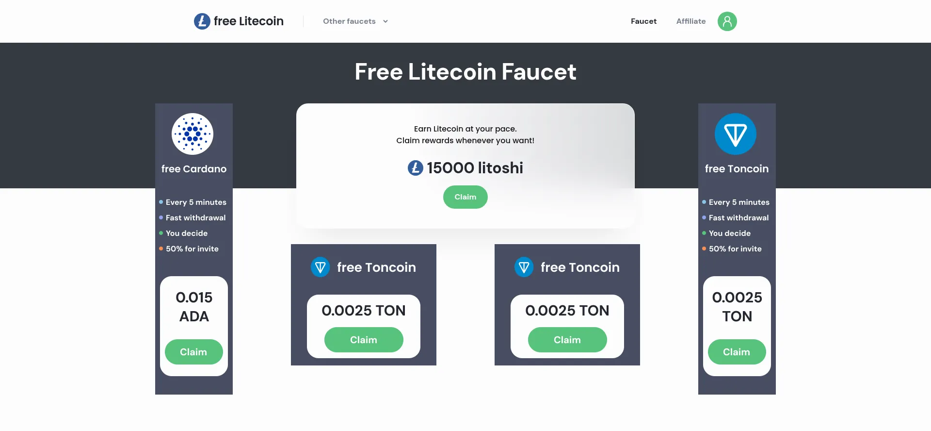 Website screenshot of Freelitecoinclick.com