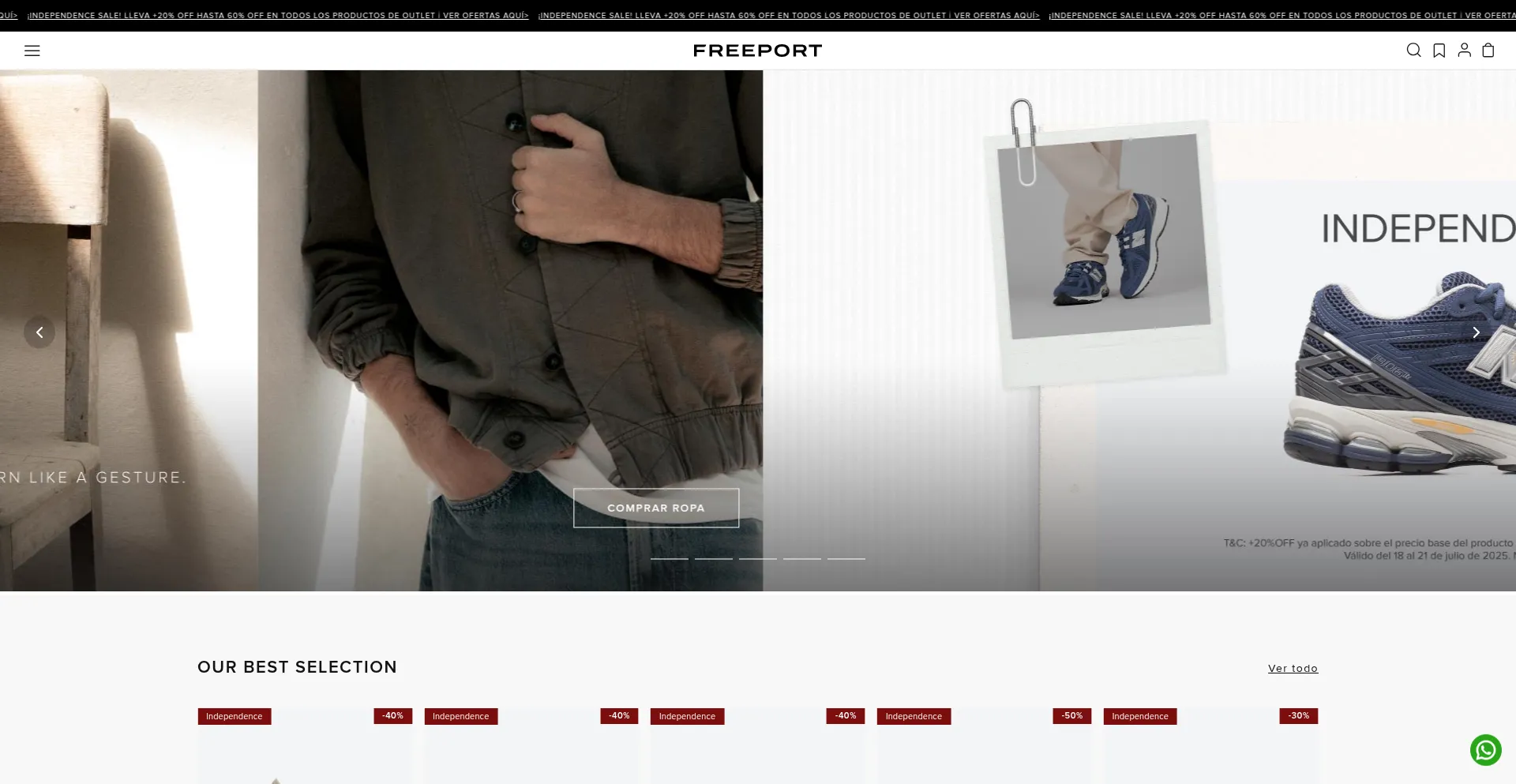Website screenshot of Freeportstore.com