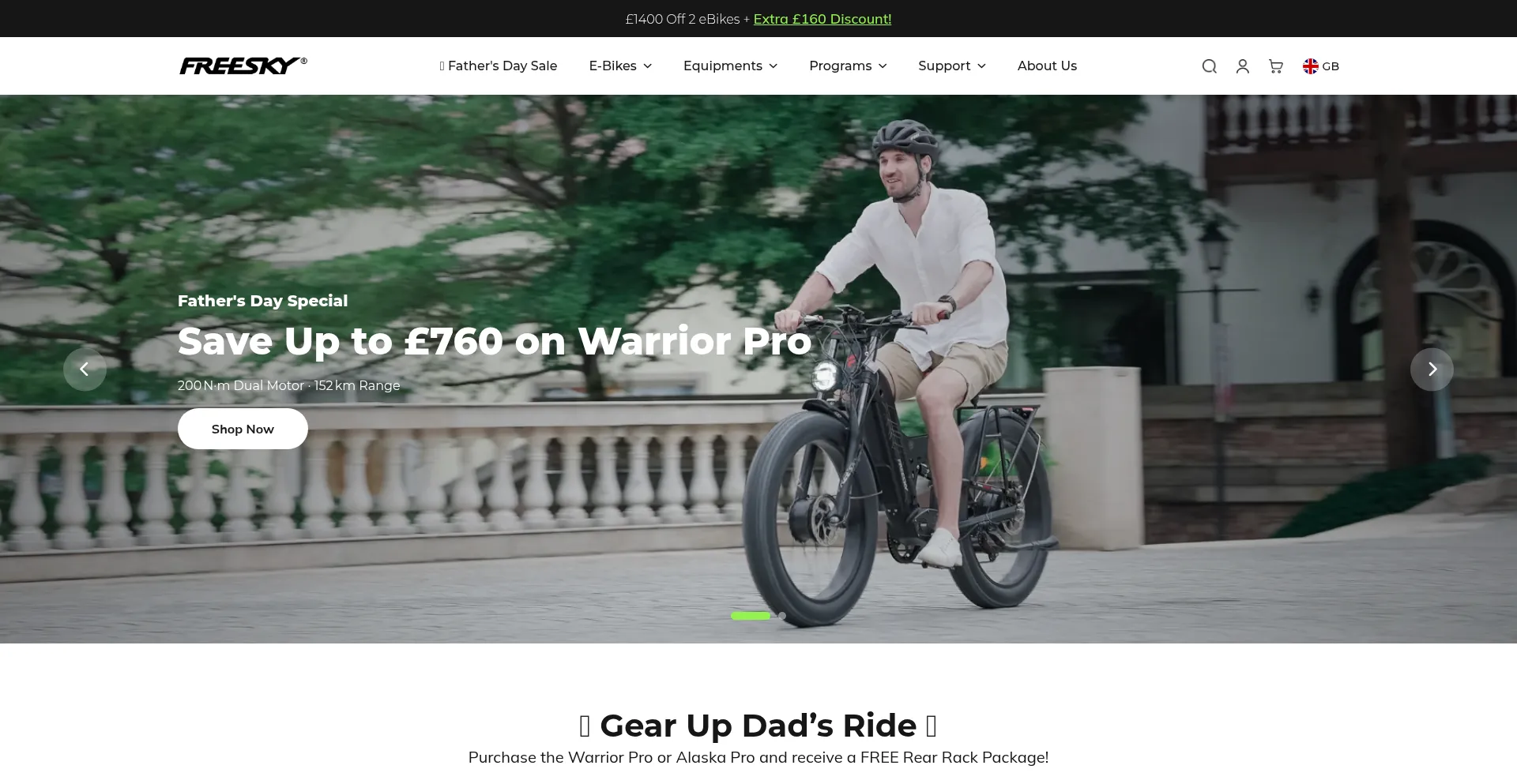 Website screenshot of Freeskycycle.uk