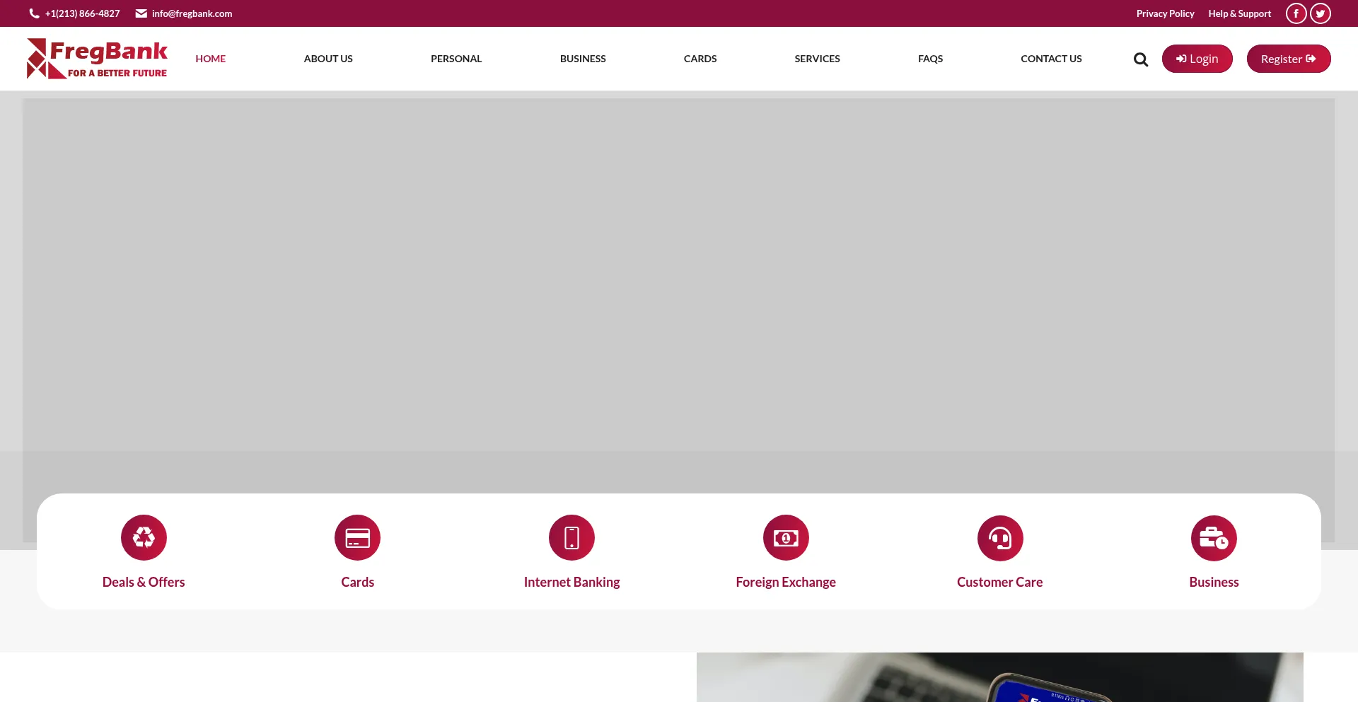 Website screenshot of Fregbank.com