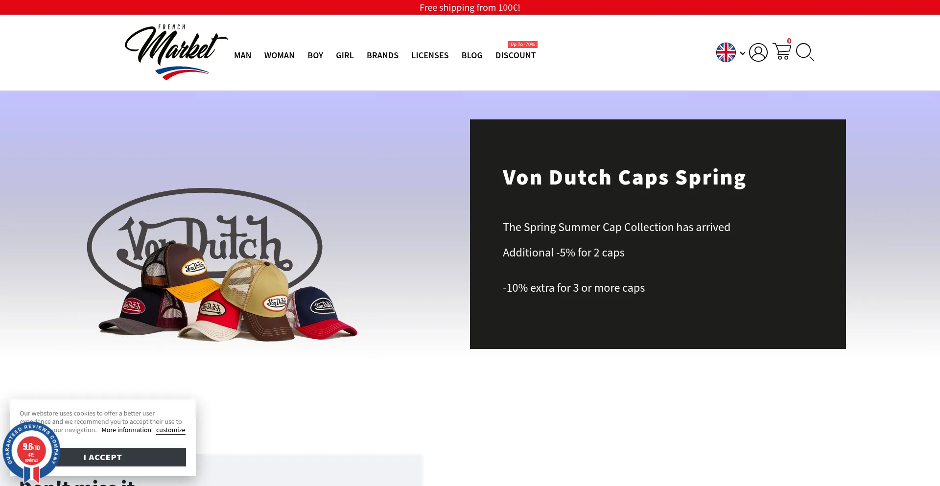 Website screenshot of Frenchmarket.eu