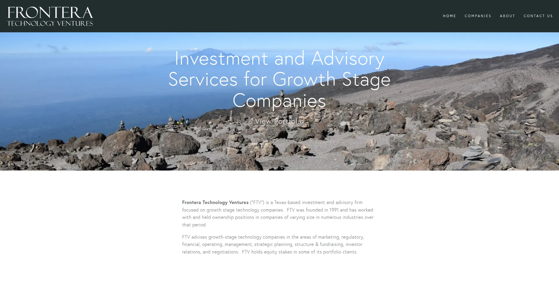Website screenshot of Fronteratechnology.com