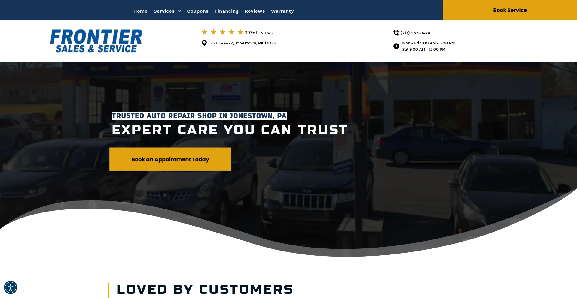 Website screenshot of Frontier-autorepair.com