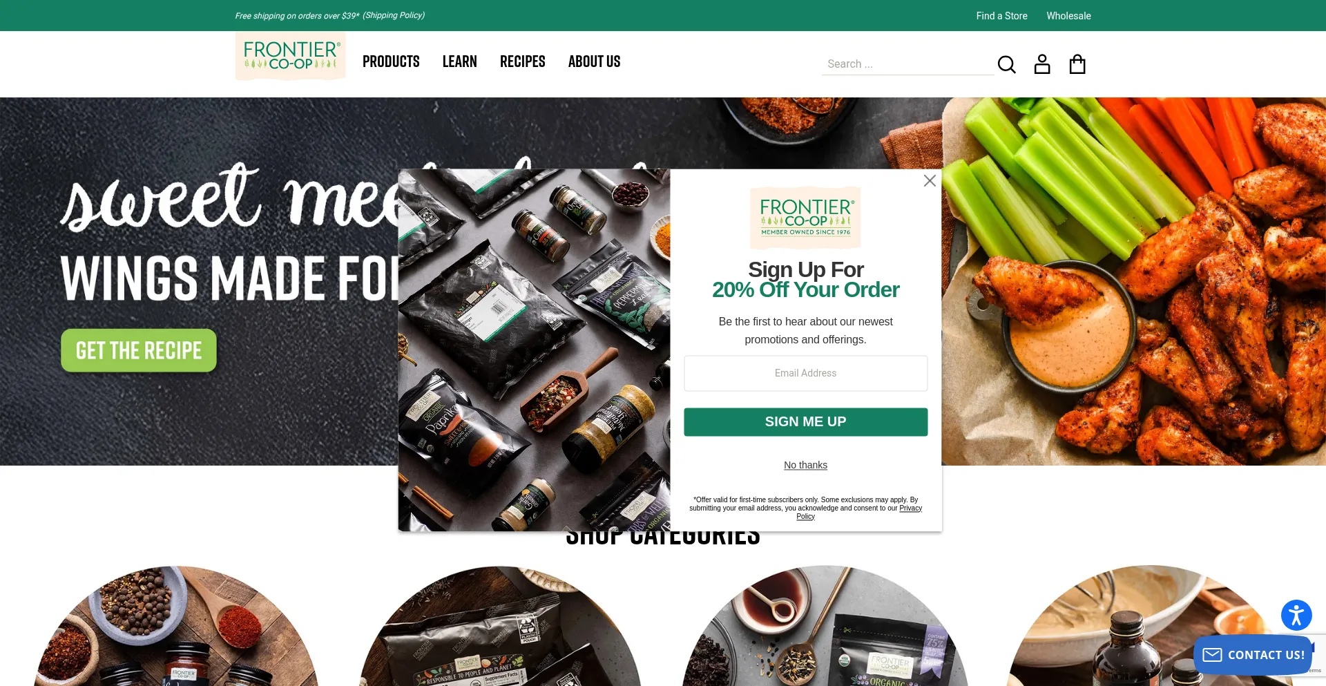 Website screenshot of Frontiercoop.com