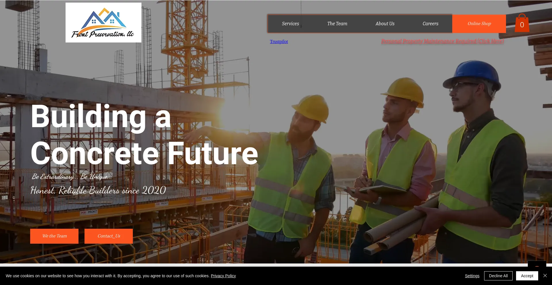 Website screenshot of Frontpresllc.com