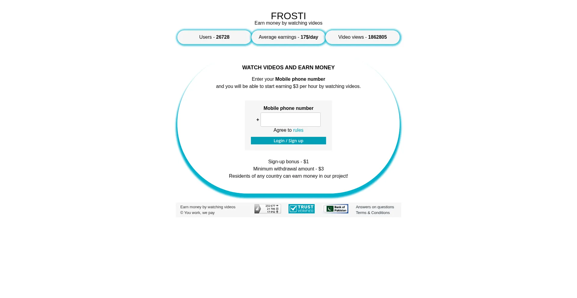 Website screenshot of Frosti.pro