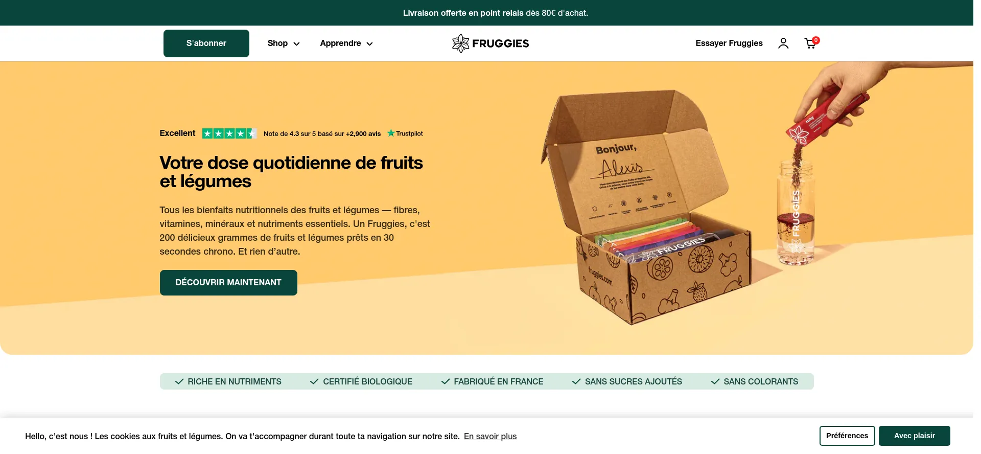 Website screenshot of Fruggies.com