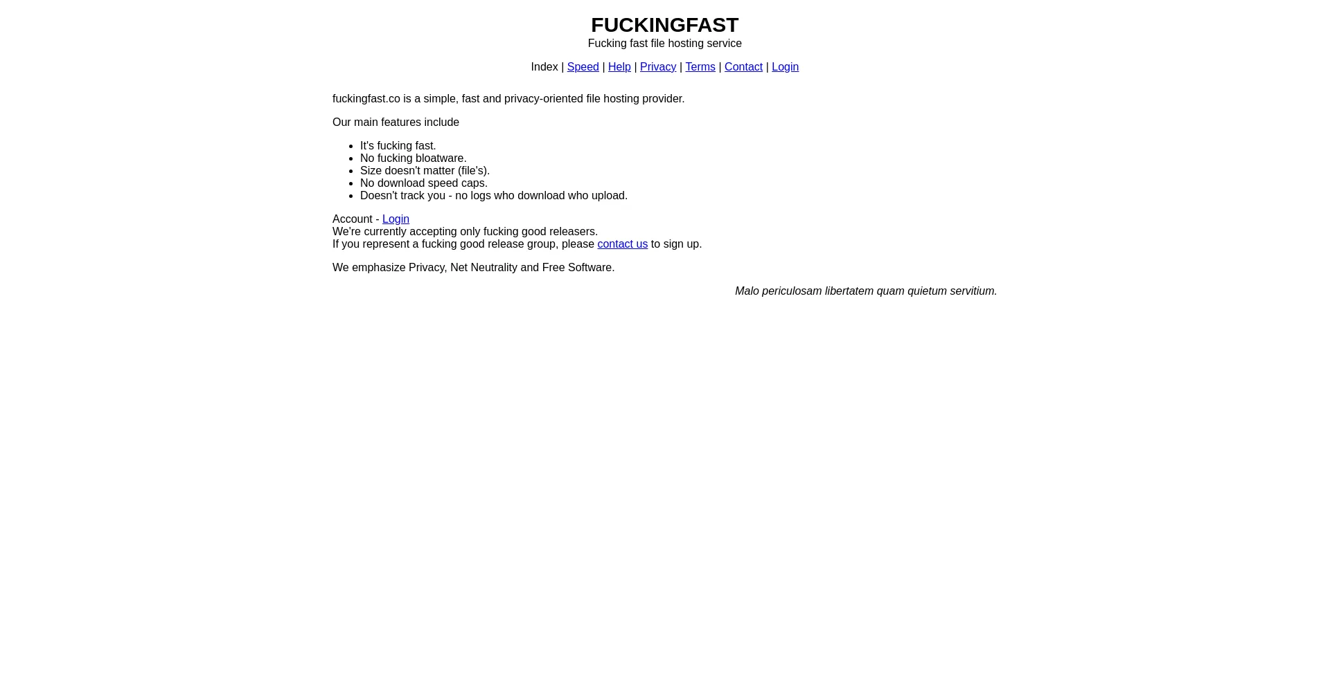 Website screenshot of Fuckingfast.co