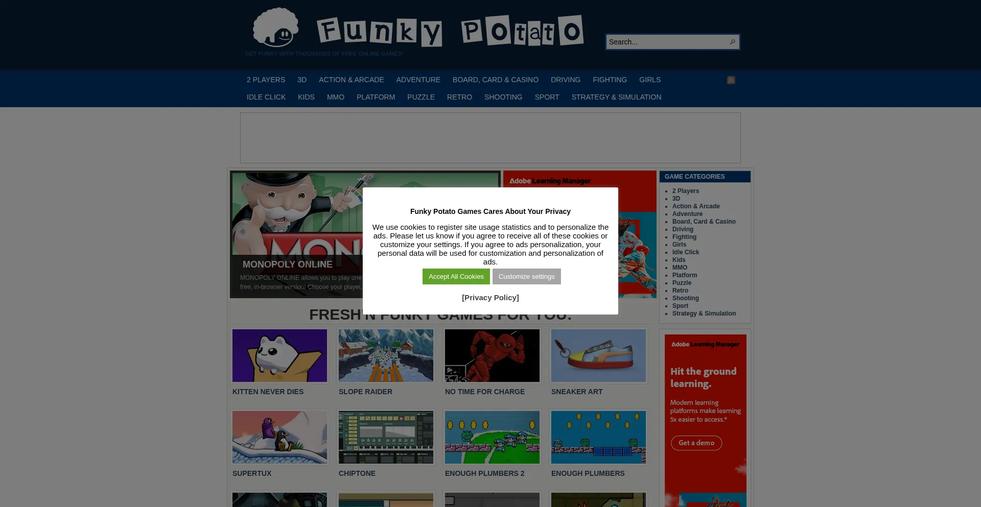 Website screenshot of Funkypotato.com