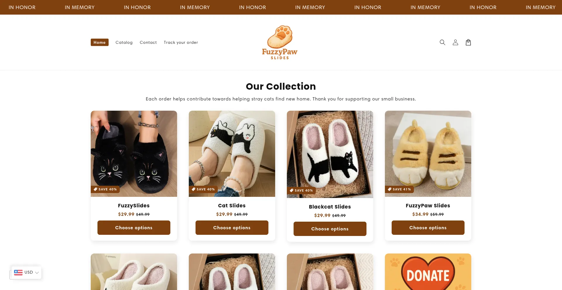Website screenshot of Fuzzypawslides.com