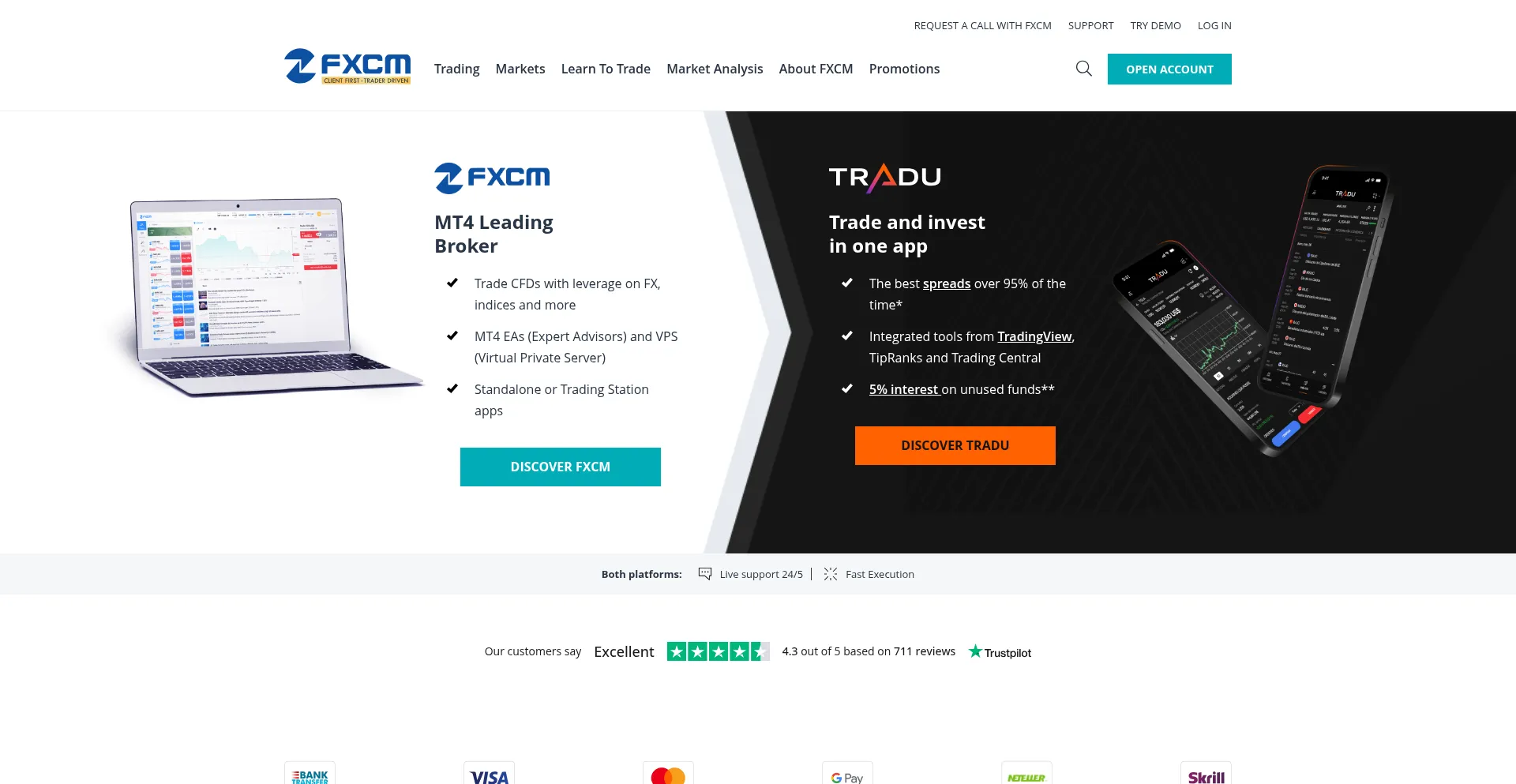 Website screenshot of Fxcm.com
