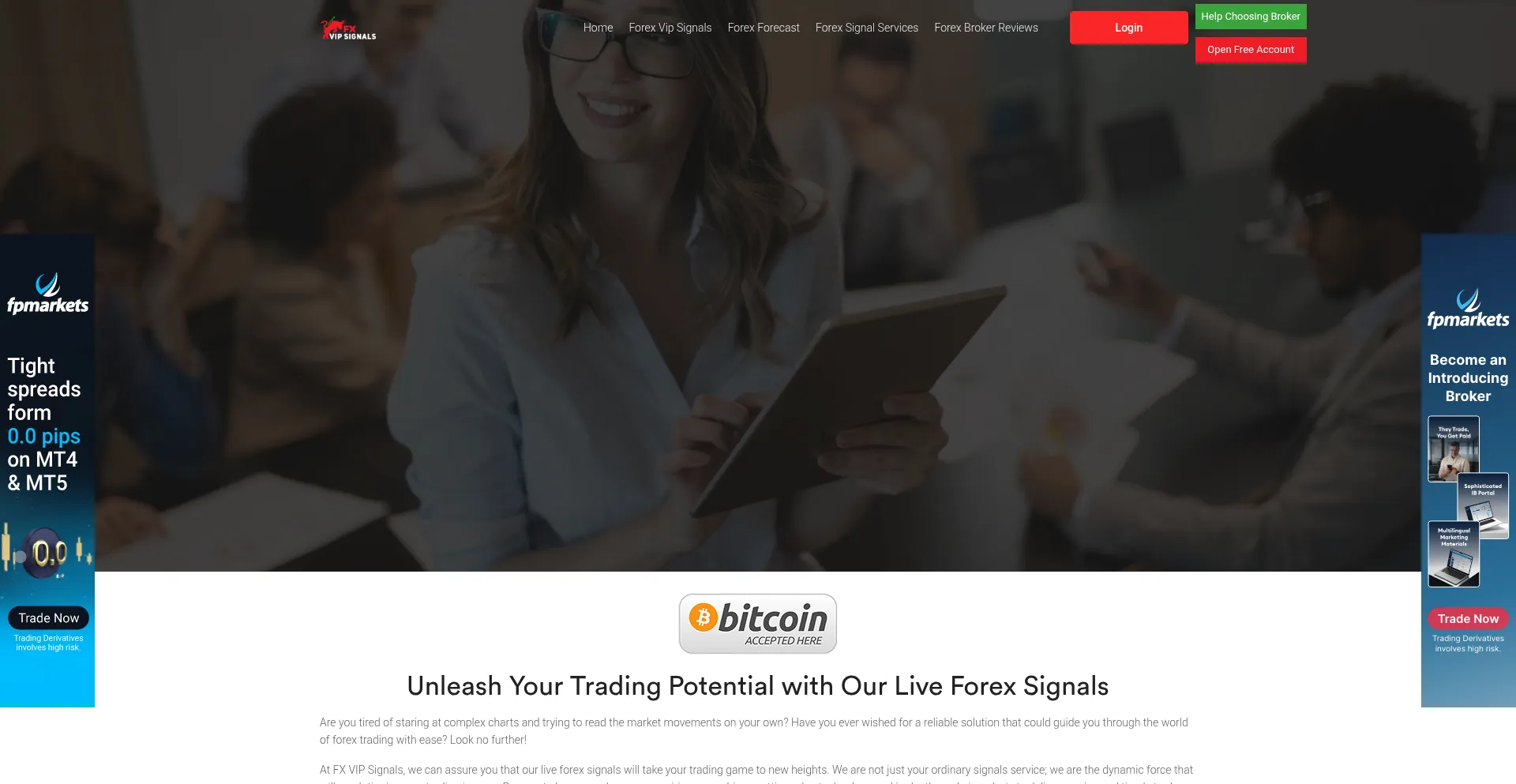 Website screenshot of Fxvipsignals.com
