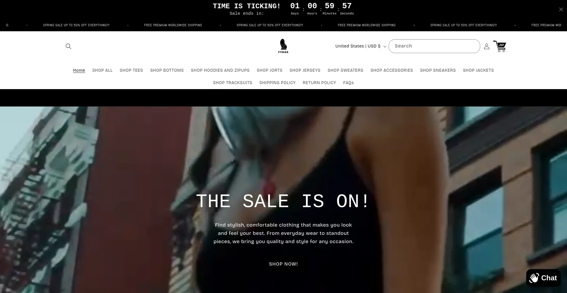 Website screenshot of Fynarfashion.com