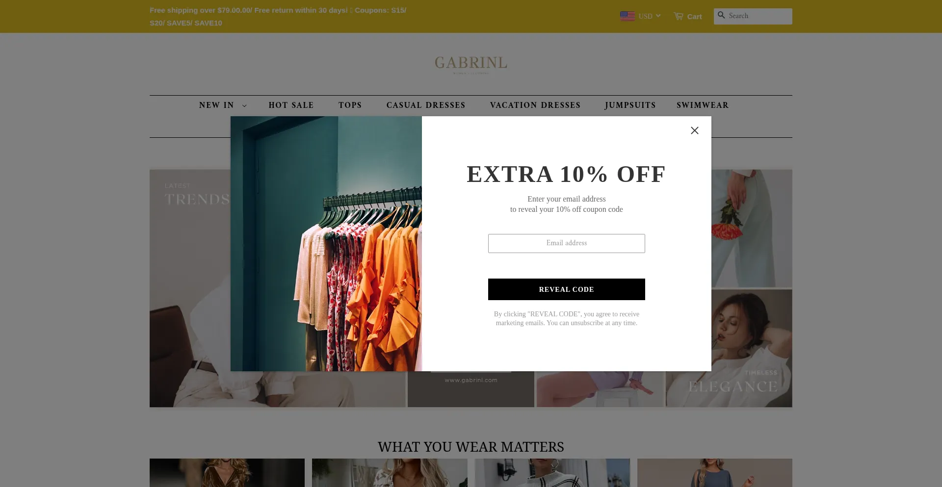 Website screenshot of Gabrinl.com