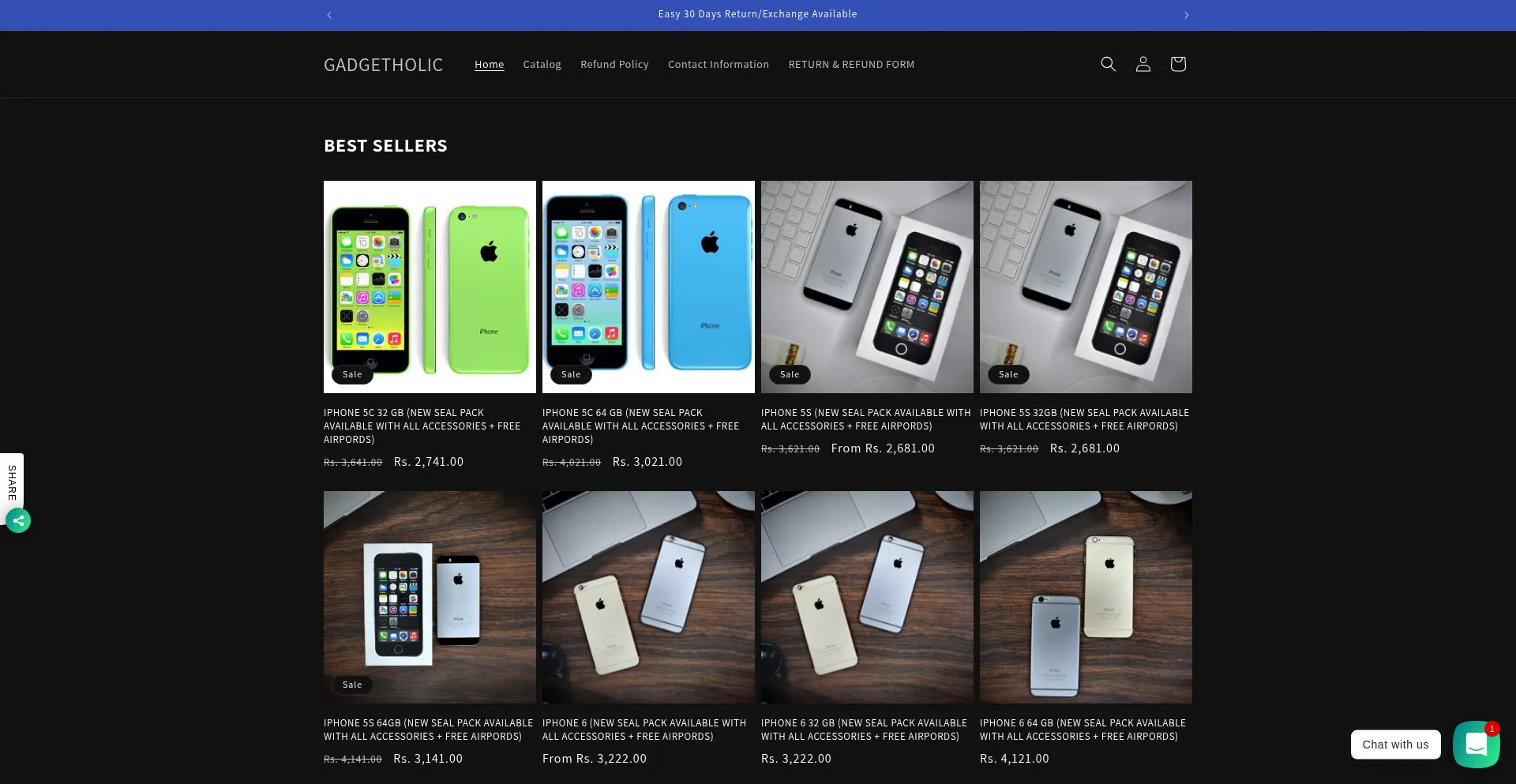 Website screenshot of Gadgetholic.shop