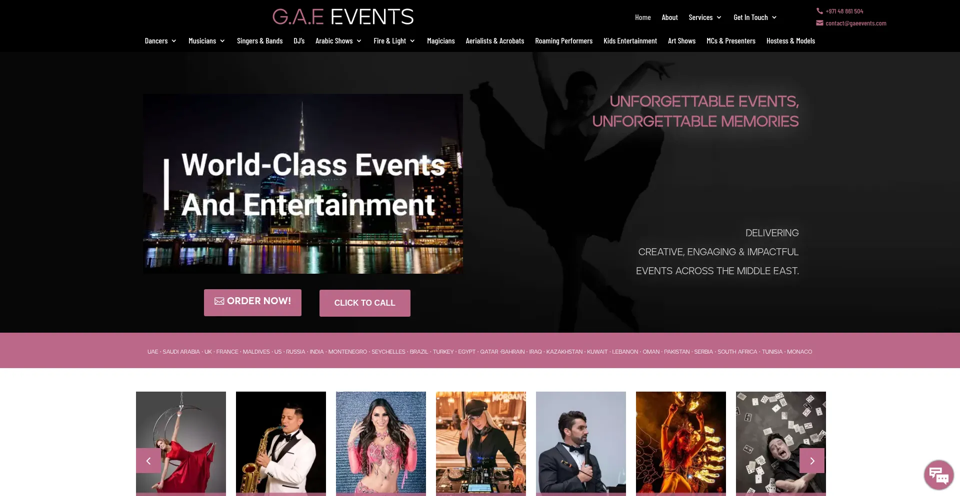 Website screenshot of Gaeevents.com