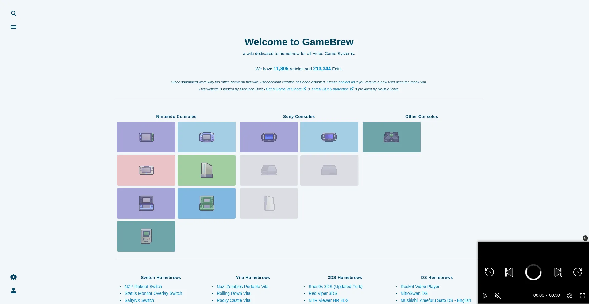 Website screenshot of Gamebrew.org