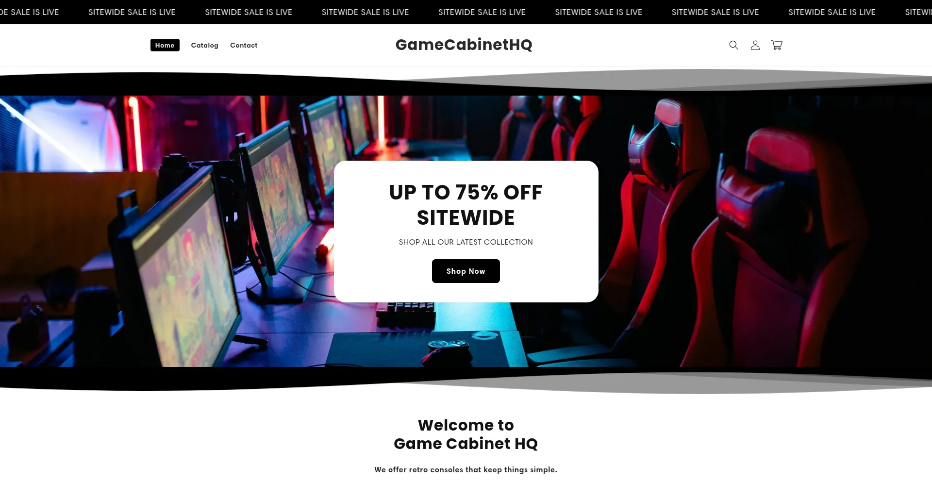 Website screenshot of Gamecabinethq.com