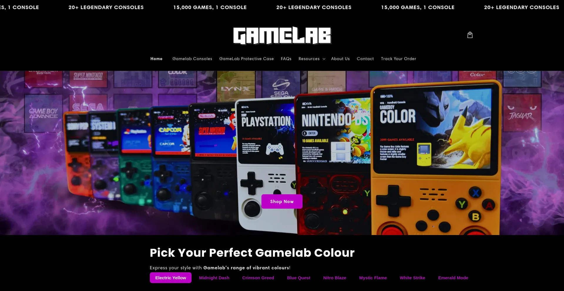 Website screenshot of Gamelabusa.com
