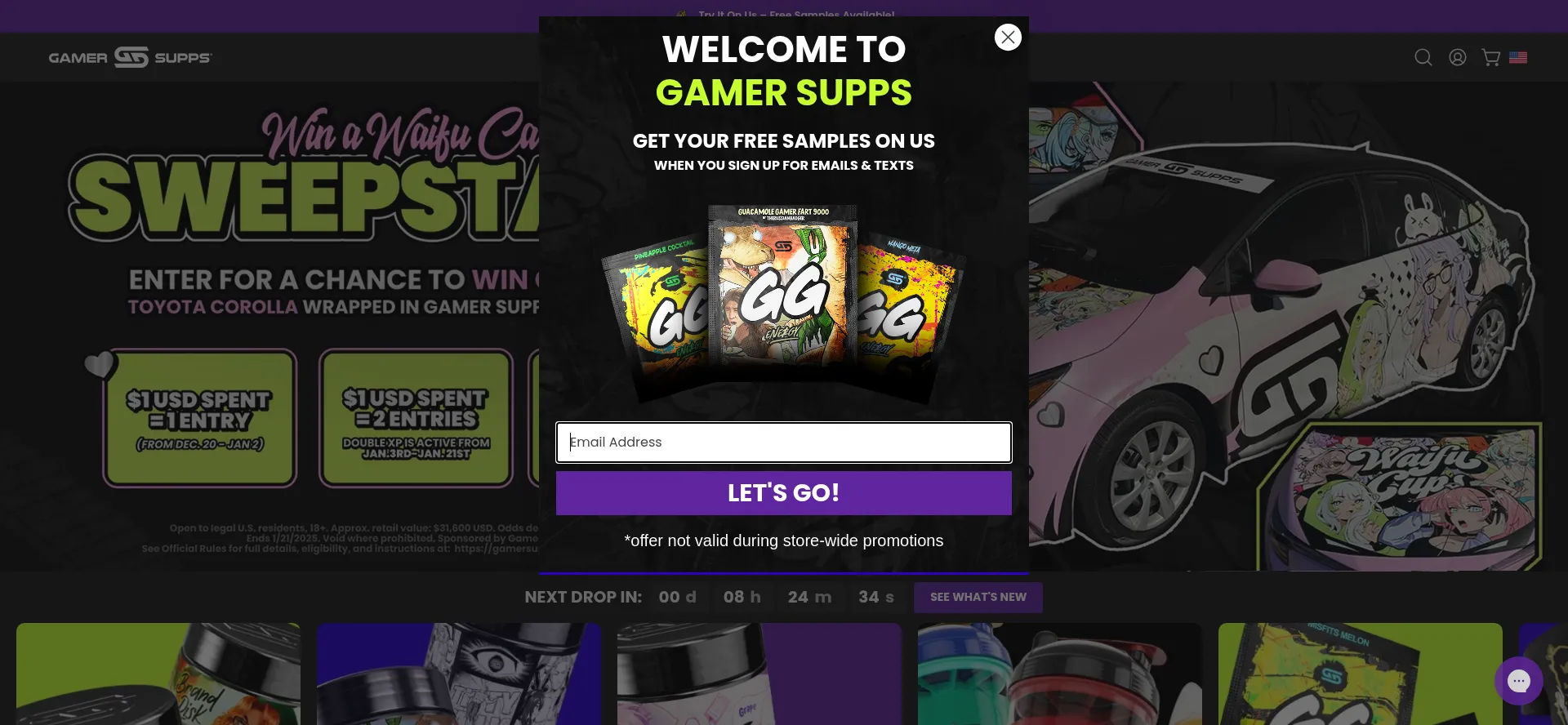 Website screenshot of Gamersupps.gg