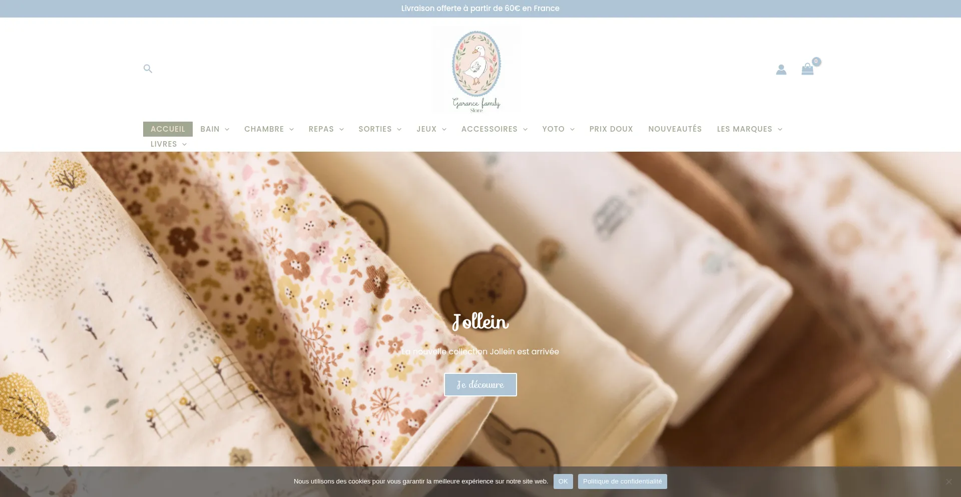 Website screenshot of Garancefamilystore.com