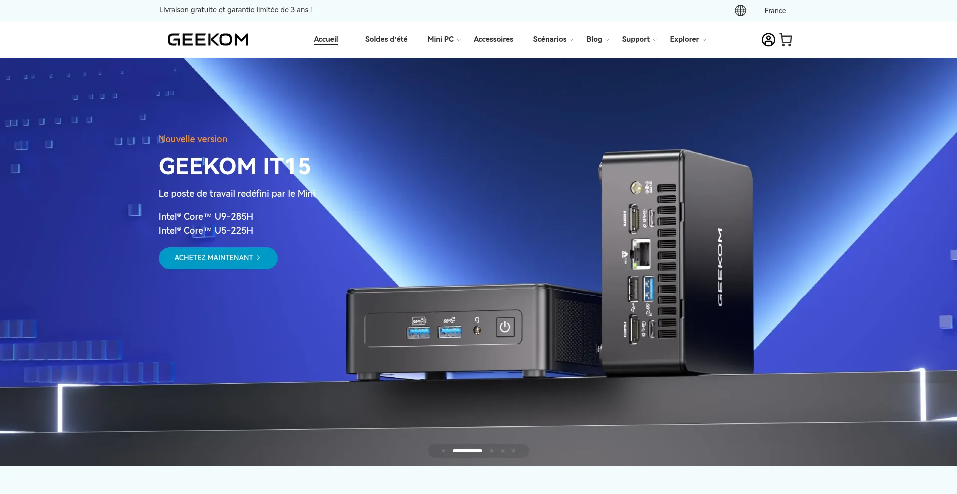 Website screenshot of Geekom.fr
