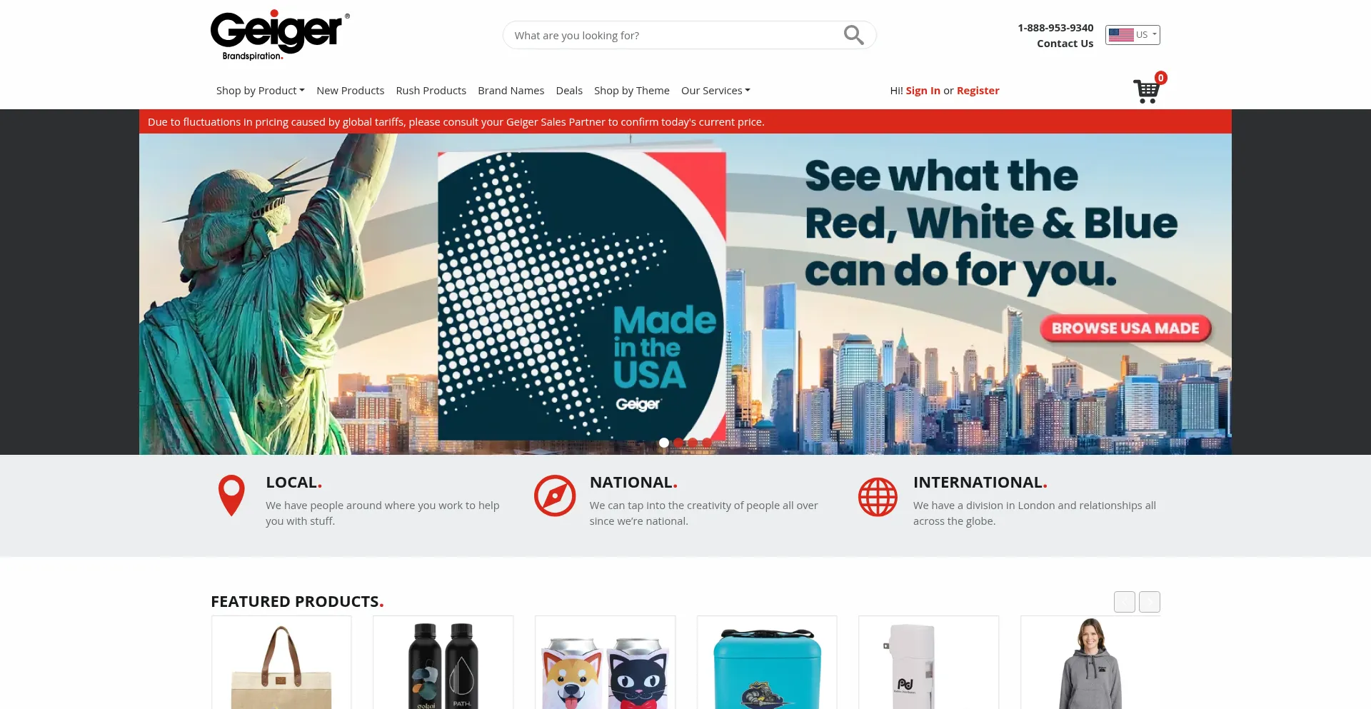 Website screenshot of Geiger.com