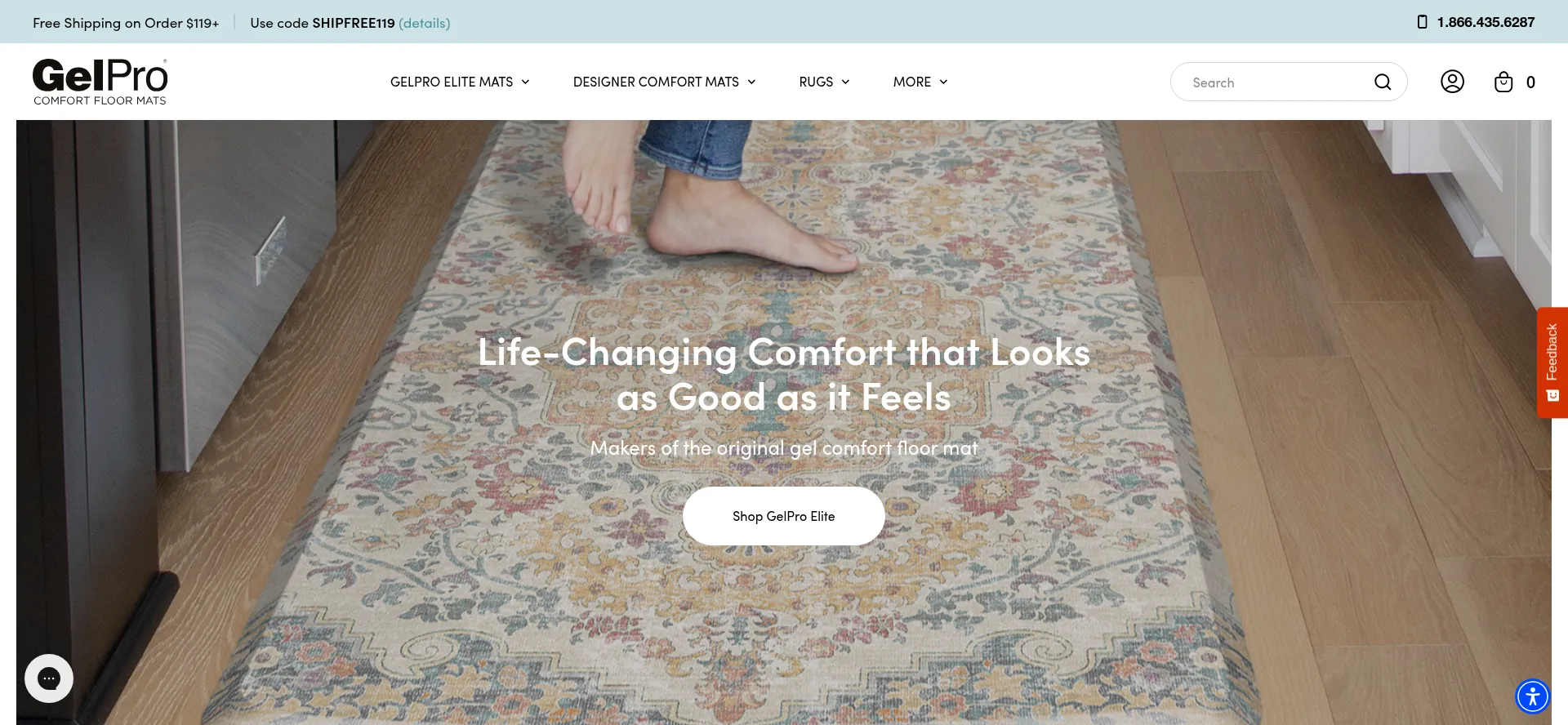 Website screenshot of Gelpro.com