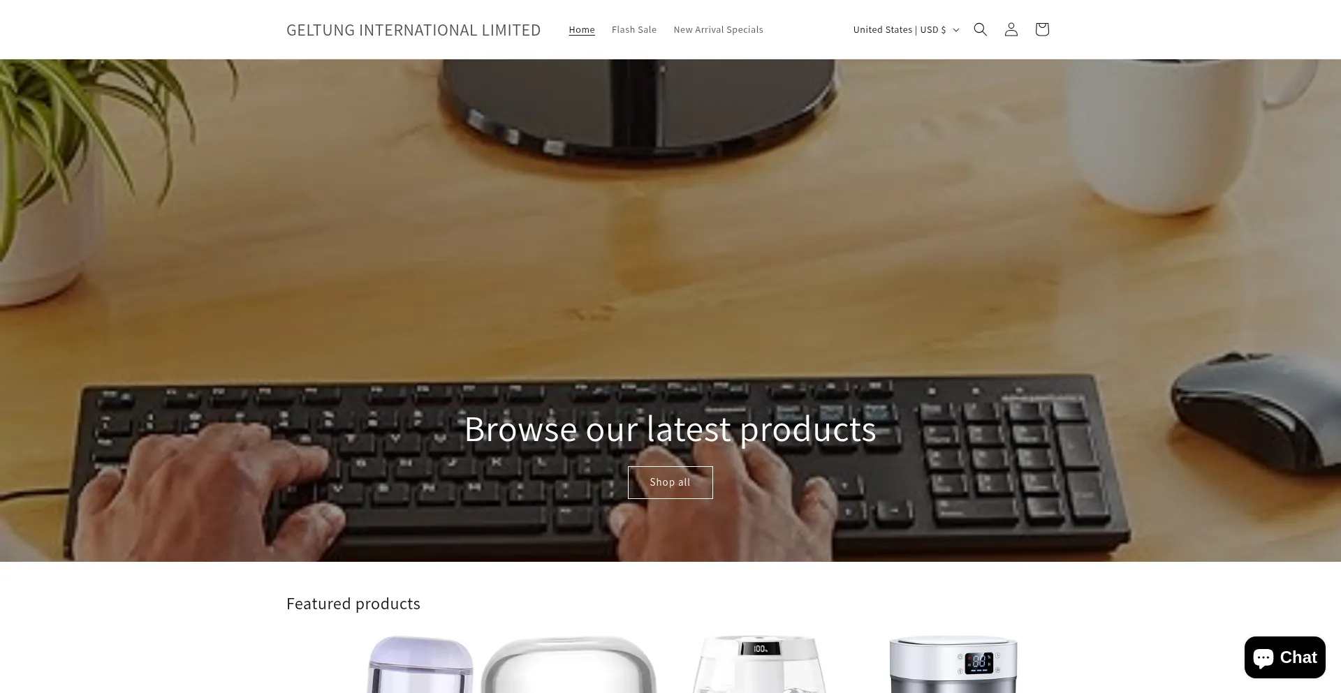 Website screenshot of Geltungint.com