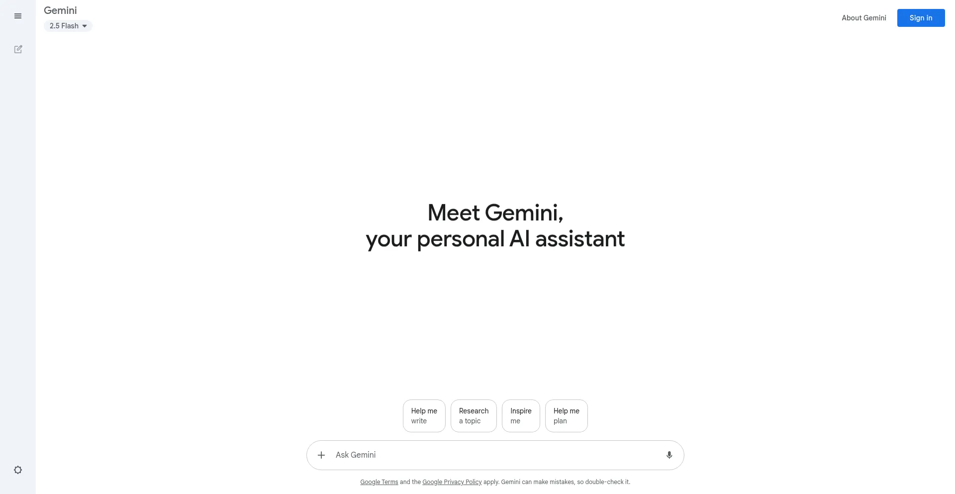 Website screenshot of Gemini.google