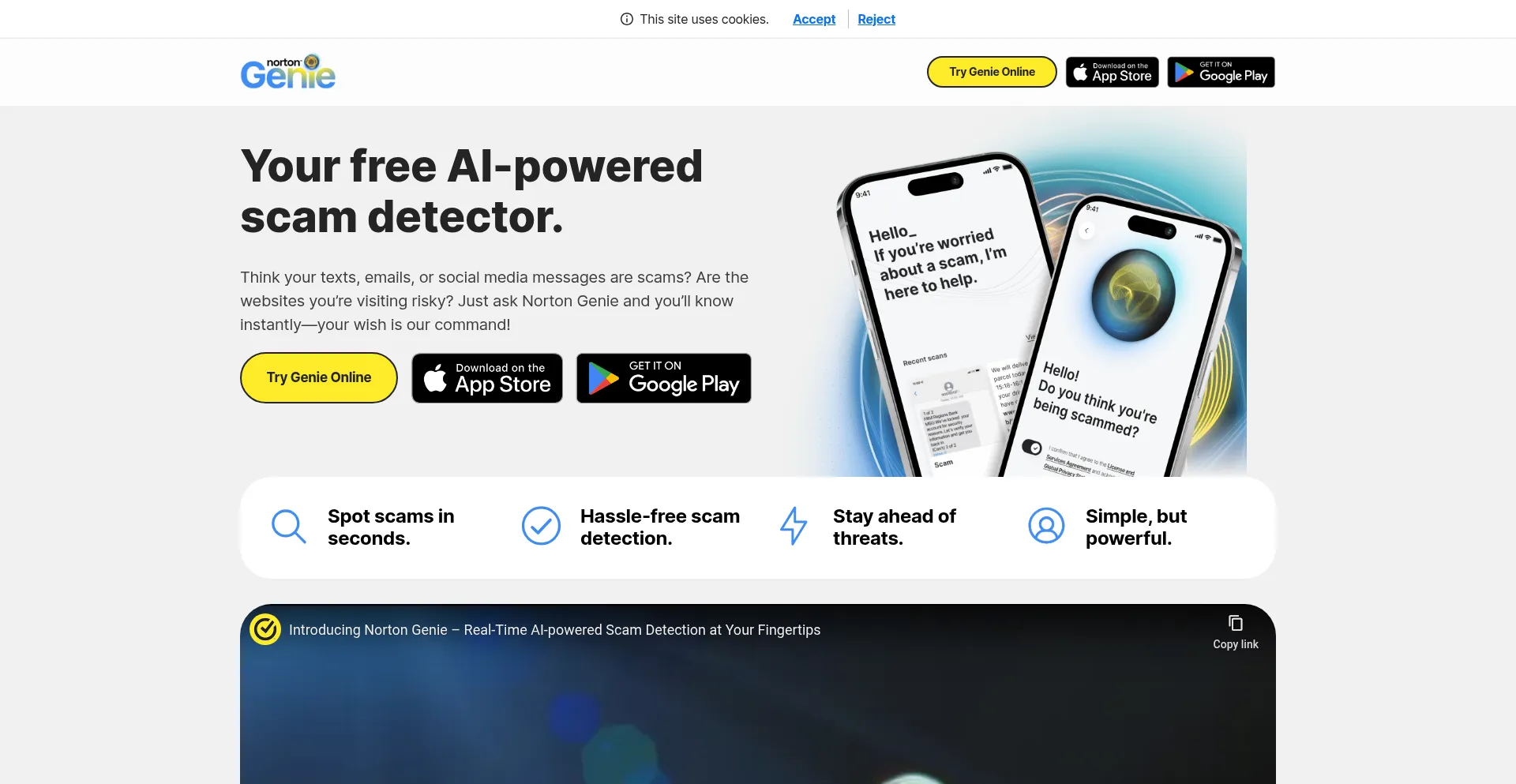 Website screenshot of Genie.ai