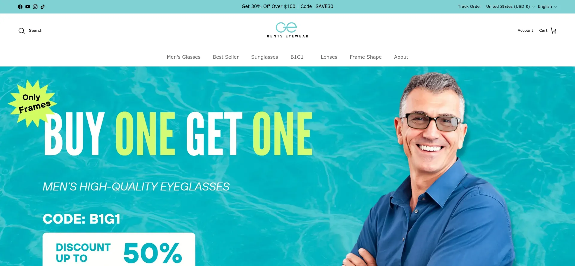 Website screenshot of Gentseyewear.com
