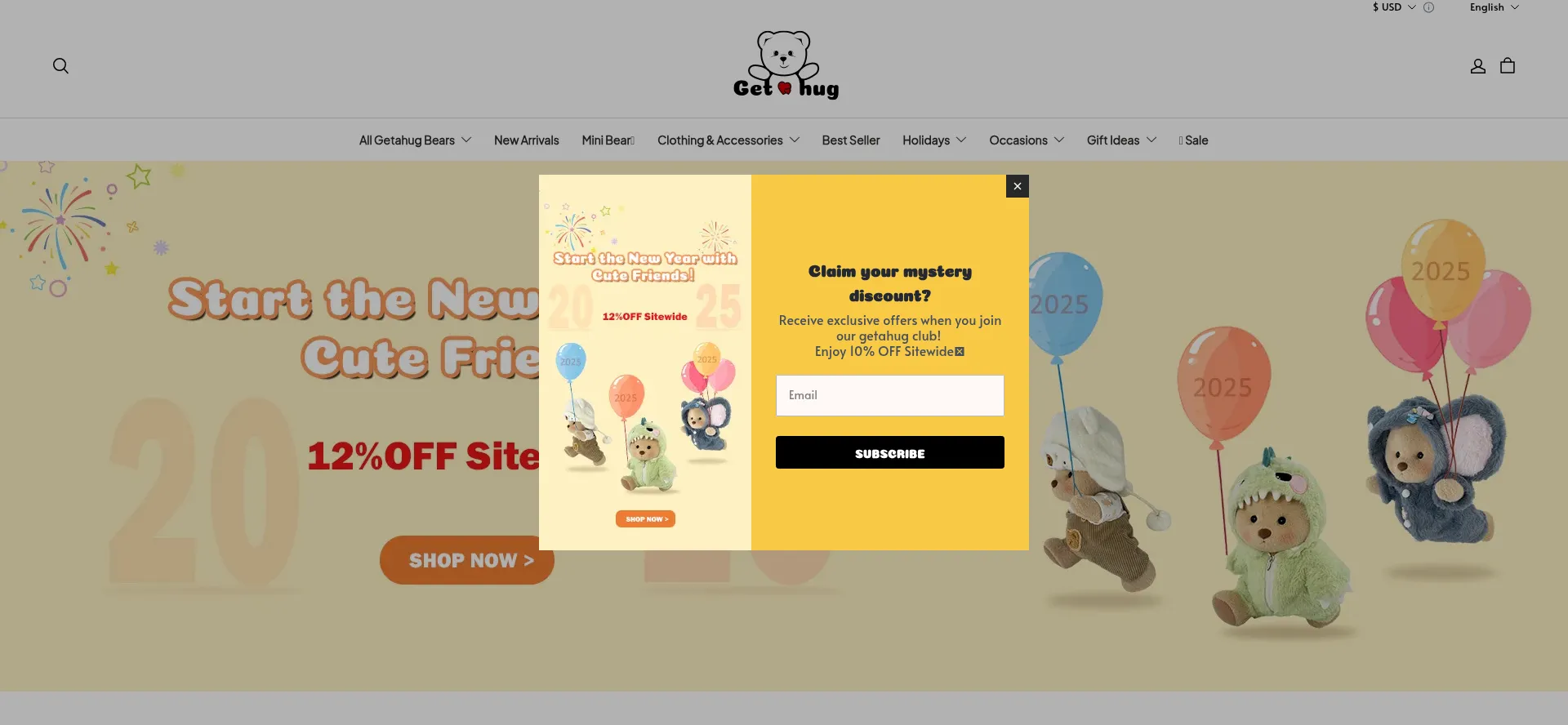 Website screenshot of Getahug.co